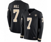Youth Nike New Orleans Saints #7 Taysom Hill Limited Black Therma Long Sleeve NFL Jersey
