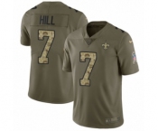 Youth Nike New Orleans Saints #7 Taysom Hill Limited Olive Camo 2017 Salute to Service NFL Jersey
