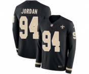 Youth Nike New Orleans Saints #94 Cameron Jordan Limited Black Therma Long Sleeve NFL Jersey