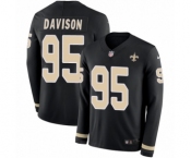 Youth Nike New Orleans Saints #95 Tyeler Davison Limited Black Therma Long Sleeve NFL Jersey