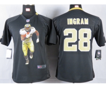 nike youth nfl jerseys new orleans saints #28 ingram black [portrait fashion]