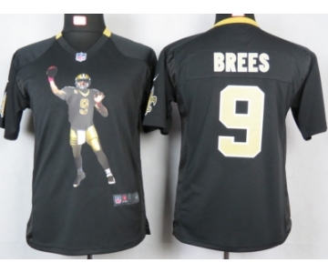 nike youth nfl jerseys new orleans saints #9 brees black [portrait fashion]