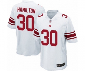 Men's New York Giants #30 Antonio Hamilton Game White Football Jersey