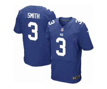 Men's Nike New York Giants #3 Geno Smith Elite Royal Blue Team Color NFL Jersey