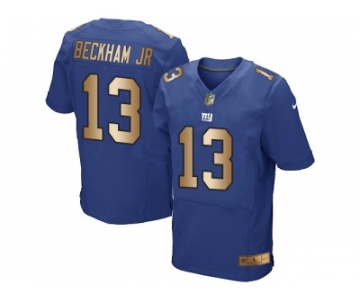 Nike New York Giants #13 Odell Beckham Jr Royal Blue Team Color Men's Stitched NFL Elite Gold Jersey