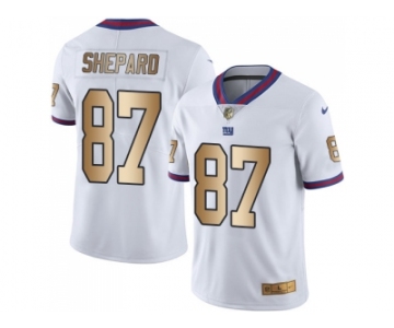 Nike New York Giants #87 Sterling Shepard White Men's Stitched NFL Limited Gold Rush Jersey
