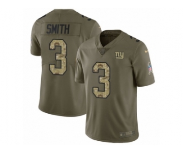 Men Nike New York Giants #3 Geno Smith Limited Olive Camo 2017 Salute to Service NFL Jersey