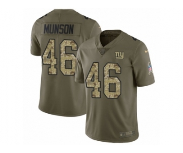 Men Nike New York Giants #46 Calvin Munson Limited Olive Camo 2017 Salute to Service NFL Jersey