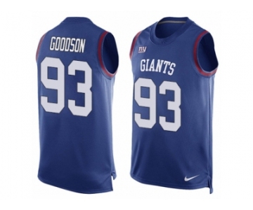 Men Nike New York Giants #93 B.J. Goodson Limited Royal Blue Player Name & Number Tank Top NFL Jersey