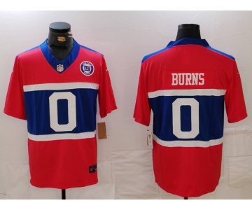 Men's New York Giants #0 Brian Burns Limited Red Alternate FUSE Team Patch Vapor Jersey