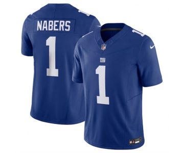 Men's New York Giants #1 Malik Nabers Blue 2024 Draft F.U.S.E. Vapor Untouchable Limited Football Stitched Jersey