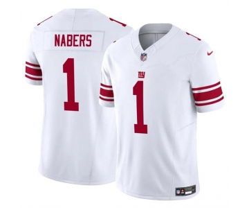 Men's New York Giants #1 malik nabers white vapor untouchable limited stitched jersey