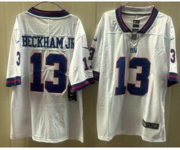 Men's New York Giants #13 Odell Beckham Jr Limited White Throwback Vapor Jersey