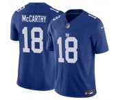 Men's New York Giants #18 J.J. McCarthy Blue 2026 F.U.S.E. Vapor Untouchable Limited Football Stitched Jersey Men's New York Giants #18 J.J. McCarthy Blue 2026 F.U.S.E. Vapor Untouchable Limited Football Stitched Jersey