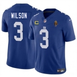 Men's New York Giants #3 Russell Wilson Blue 2025 F.U.S.E. With 4-star C Patch And Walter Payton Patch Vapor Untouchable Limited Football Stitched Jersey