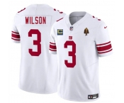 Men's New York Giants #3 Russell Wilson White 2025 F.U.S.E. With 4-star C Patch And Walter Payton Patch Vapor Untouchable Limited Football Stitched Jersey
