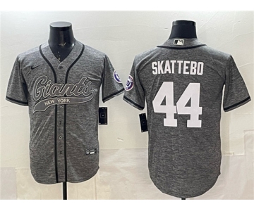 Men's New York Giants #44 Cam Skattebo Gray With Patch Cool Base Stitched Baseball Jersey