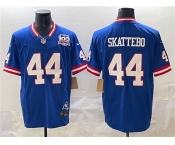 Men's New York Giants #44 Cam Skattebo Royal 2025 Draft F.U.S.E. 100th Season & State Patch Vapor Limited Football Stitched Jersey