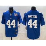 Men's New York Giants #44 Cam Skattebo Royal 2025 Draft F.U.S.E. 100th Season & State Patch Vapor Limited Stitched Football Jersey