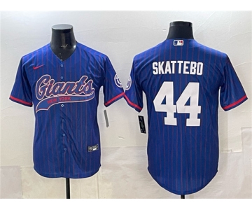 Men's New York Giants #44 Cam Skattebo Royal Pinstripe With Patch Cool Base Stitched Baseball Jersey
