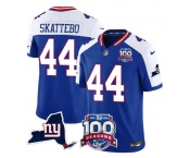 Men's New York Giants #44 Cam Skattebo Royal White 2025 Draft F.U.S.E. 100th Season & State Patch Vapor Limited Football Stitched Jersey