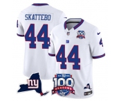 Men's New York Giants #44 Cam Skattebo White 2025 Draft F.U.S.E. 100th Season & State Patch Vapor Limited Football Stitched Jersey