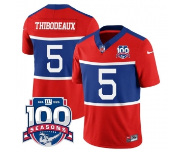 Men's New York Giants #5 Kayvon Thibodeaux Century Red 100TH Season Commemorative Patch Limited Football Stitched Jersey