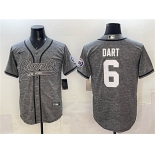 Men's New York Giants #6 Jaxson Dart Gray With Patch Cool Base Stitched Baseball Jersey Men's New York Giants #6 Jaxson Dart Gray With Patch Cool Base Stitched Baseball Jersey