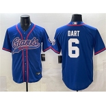 Men's New York Giants #6 Jaxson Dart Royal With Patch Cool Base Stitched Baseball Jersey Men's New York Giants #6 Jaxson Dart Royal With Patch Cool Base Stitched Baseball Jersey