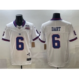 Men's New York Giants #6 Jaxson Dart White 2025 Draft F.U.S.E. 100th Season & State Patch Vapor Limited Stitched Football Jersey