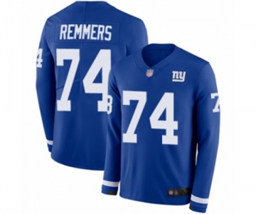 Men's New York Giants #74 Mike Remmers Limited Royal Blue Therma Long Sleeve Football Jersey