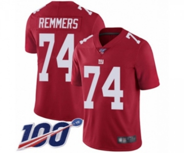 Men's New York Giants #74 Mike Remmers Red Limited Red Inverted Legend 100th Season Football Jersey