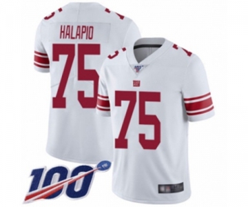 Men's New York Giants #75 Jon Halapio White Vapor Untouchable Limited Player 100th Season Football Jersey