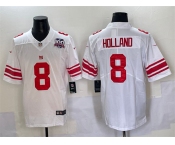 Men's New York Giants #8 Jevon Holland White 2025 With 100th Season Patch Vapor Untouchable Limited Stitched Jersey
