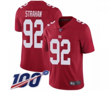 Men's New York Giants #92 Michael Strahan Red Limited Red Inverted Legend 100th Season Football Jersey