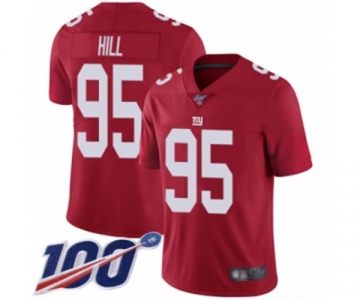 Men's New York Giants #95 B.J. Hill Red Limited Red Inverted Legend 100th Season Football Jersey