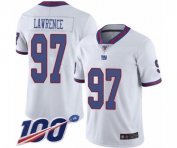 Men's New York Giants #97 Dexter Lawrence Limited White Rush Vapor Untouchable 100th Season Football Jersey