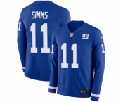Men's Nike New York Giants #11 Phil Simms Limited Royal Blue Therma Long Sleeve NFL Jersey