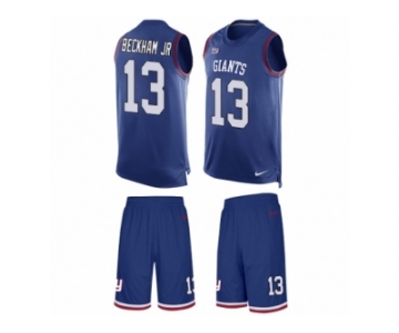Men's Nike New York Giants #13 Odell Beckham Jr Limited Royal Blue Tank Top Suit NFL Jersey