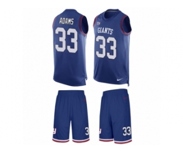 Men's Nike New York Giants #33 Andrew Adams Limited Royal Blue Tank Top Suit NFL Jersey