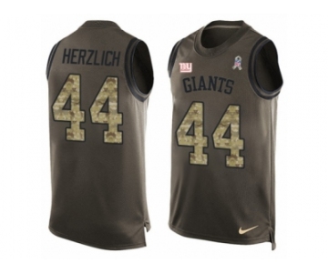 Men's Nike New York Giants #44 Mark Herzlich Limited Green Salute to Service Tank Top NFL Jersey
