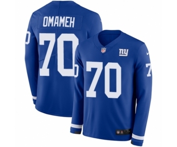 Men's Nike New York Giants #70 Patrick Omameh Limited Royal Blue Therma Long Sleeve NFL Jersey