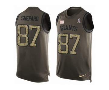 Men's Nike New York Giants #87 Sterling Shepard Limited Green Salute to Service Tank Top NFL Jersey