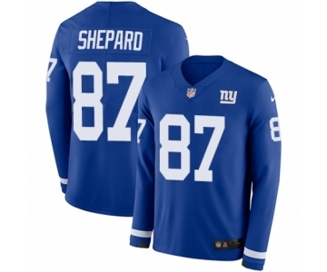 Men's Nike New York Giants #87 Sterling Shepard Limited Royal Blue Therma Long Sleeve NFL Jersey