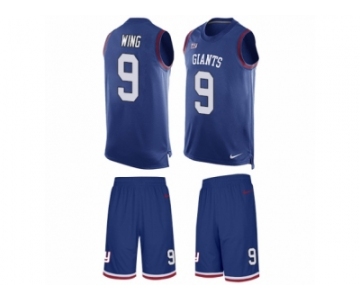 Men's Nike New York Giants #9 Brad Wing Limited Royal Blue Tank Top Suit NFL Jersey