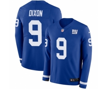 Men's Nike New York Giants #9 Riley Dixon Limited Royal Blue Therma Long Sleeve NFL Jersey
