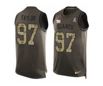 Men's Nike New York Giants #97 Devin Taylor Limited Green Salute to Service Tank Top NFL Jersey