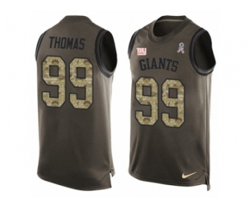 Men's Nike New York Giants #99 Robert Thomas Limited Green Salute to Service Tank Top NFL Jersey