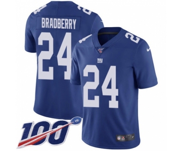 Nike New York Giants #24 James Bradberry Royal Blue Team Color Men's Stitched NFL 100th Season Vapor Untouchable Limited Jersey