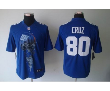 nike nfl jerseys new york giants #80 cruz blue[helmet tri-blend limited]